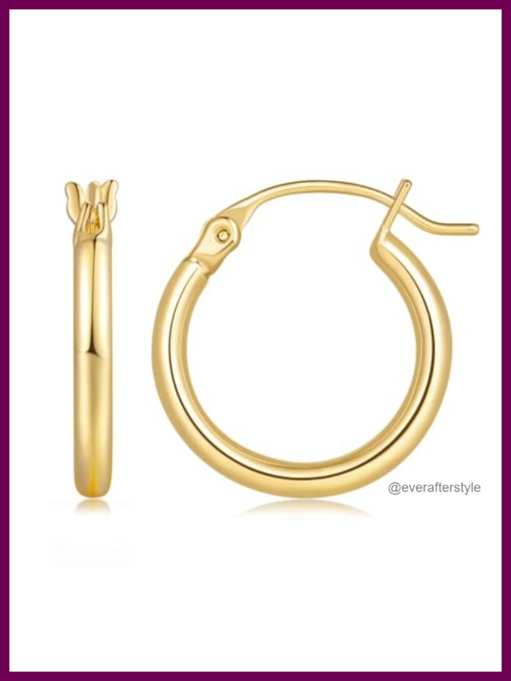 14K Gold Plated Hoop Earrings Click-Top